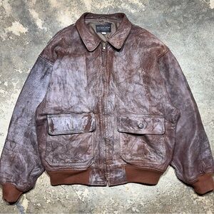 Golden Bear Vintage Leather Bomber Jacket Men’s 44 USA Made Brown